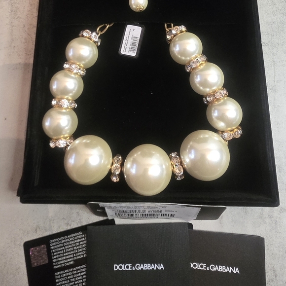 Dolce & Gabbana Choker Necklace with Resin Spheres and Rhinestone Accents - Picture 6 of 6